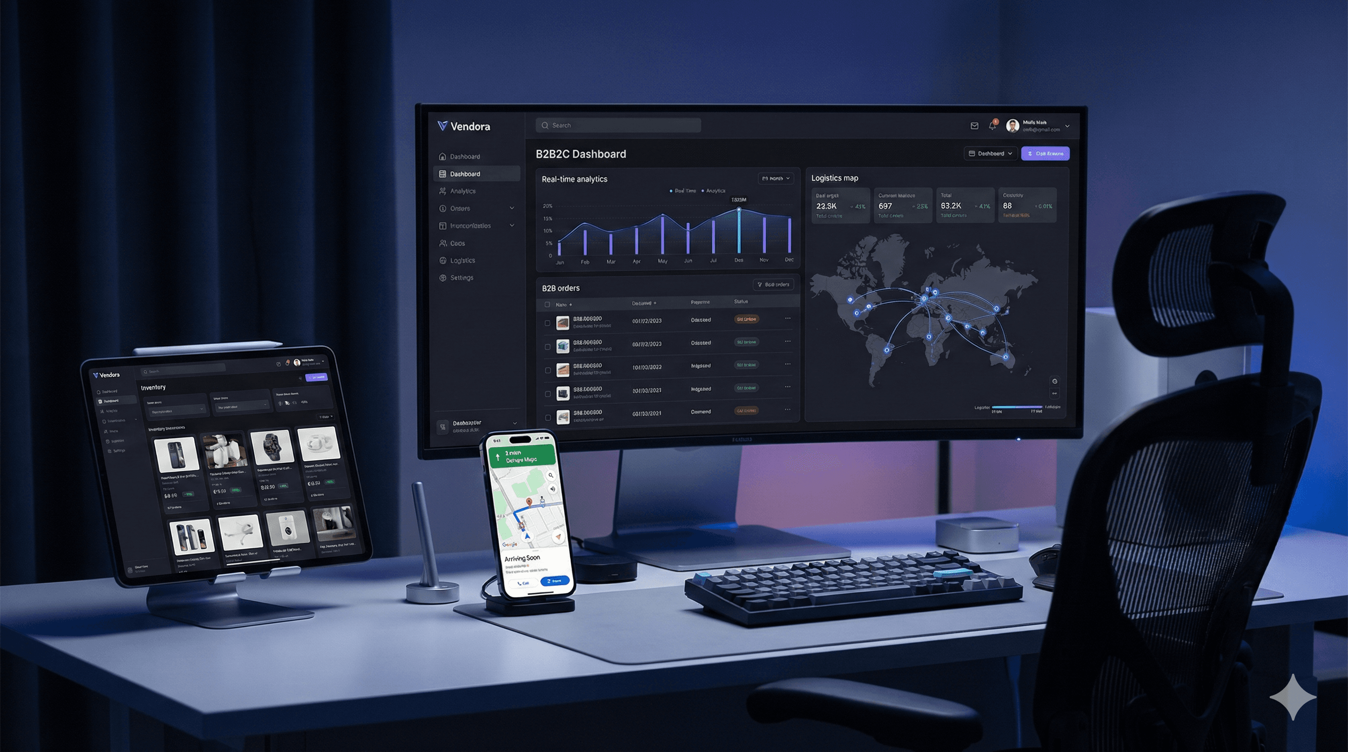 A full-stack B2B2C e-commerce platform connecting Customers, Retailers, and Wholesalers in a seamless supply chain ecosystem. Features real-time order tracking with Google Maps integration, automated delivery simulation, role-based dashboards with analytics, and secure authentication.
